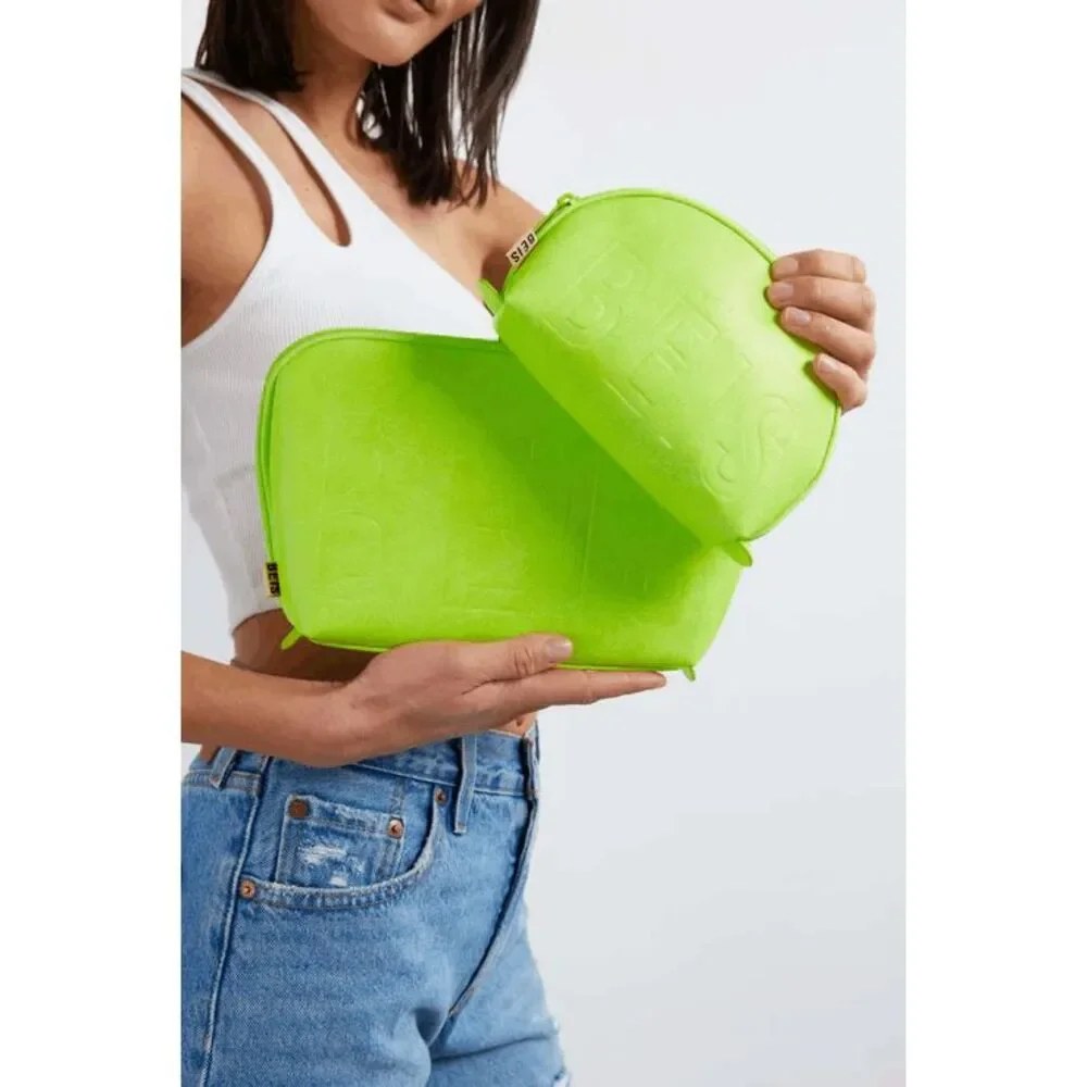 NWT Beis Cosmetic Pouch Set in Green Citron